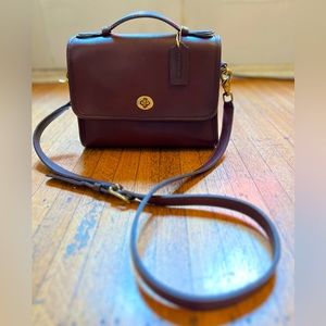 Vintage Coach Classic Court Bag Dark Brown Shoulder Top Handle Bag 9870